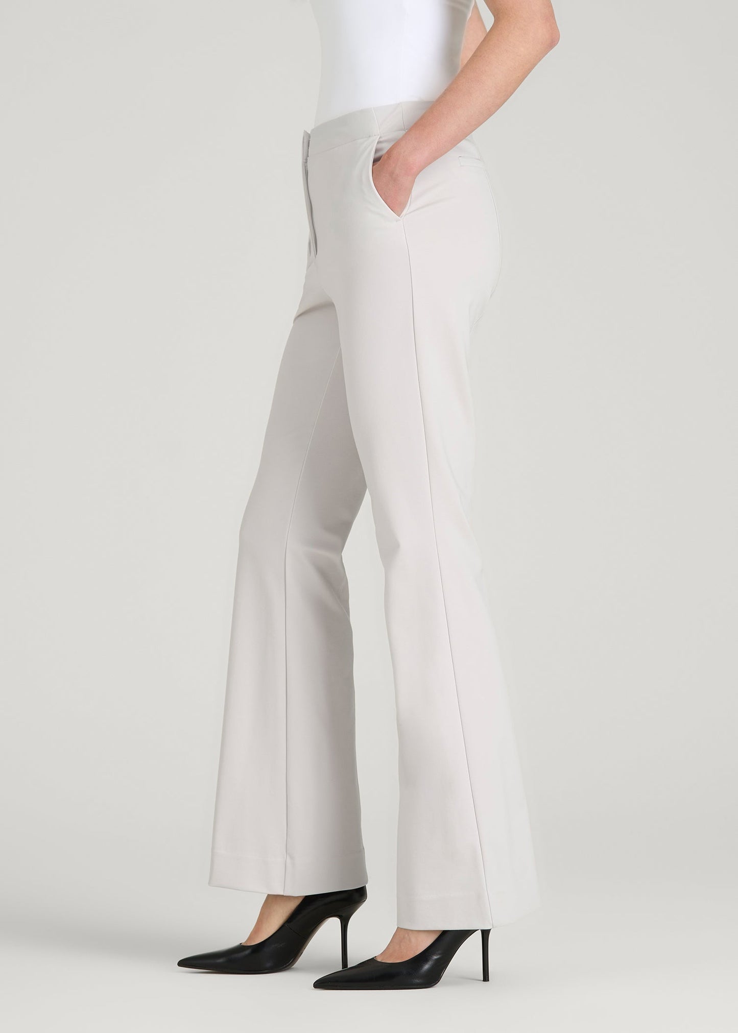 American Tall Women Freedom Flex Flare Dress Pants for Tall Women in White Sand
