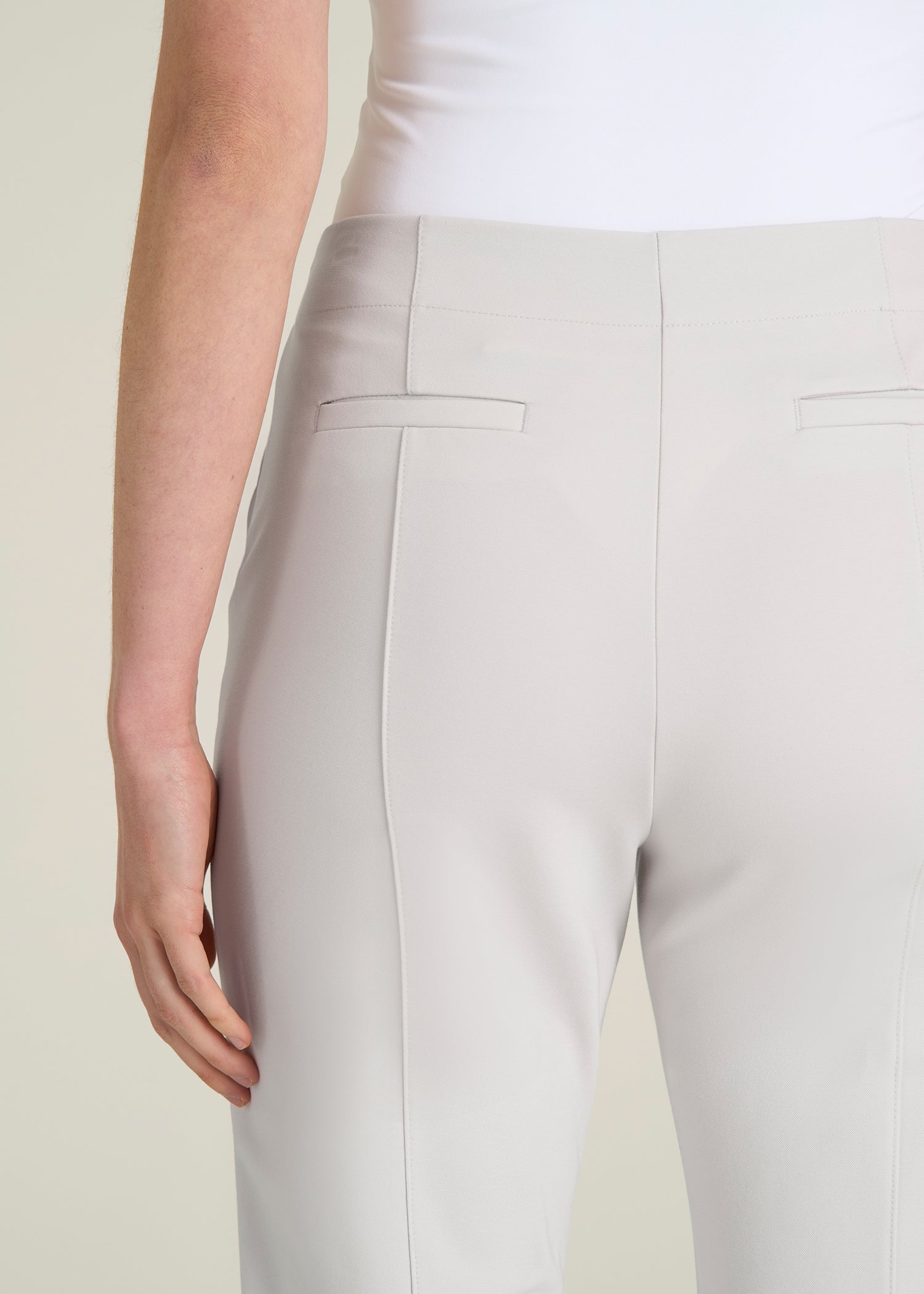 American Tall Women Freedom Flex Flare Dress Pants for Tall Women in White Sand