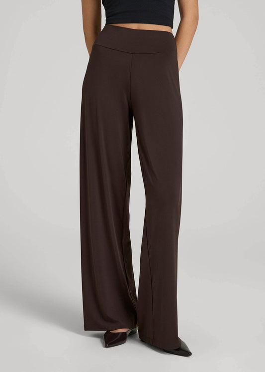 American Tall Women Pull-On Breezy Wide Leg Pants for Tall Women in Espresso