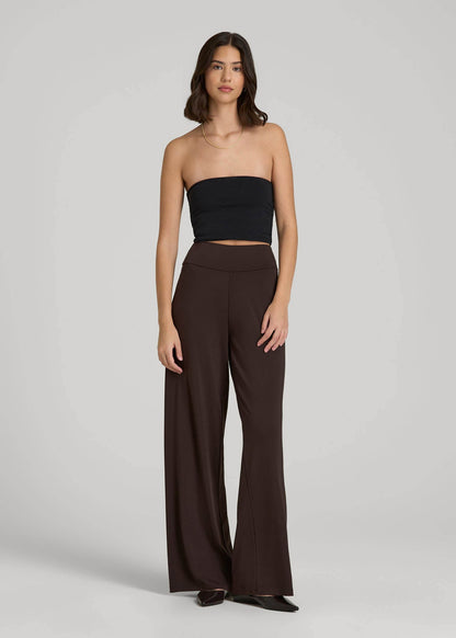 American Tall Women Pull-On Breezy Wide Leg Pants for Tall Women in Espresso