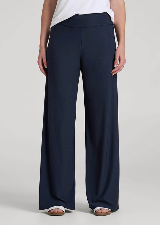 American Tall Women Pull-On Breezy Wide Leg Pants for Tall Women in Navy