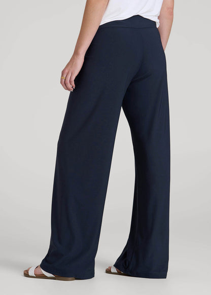 American Tall Women Pull-On Breezy Wide Leg Pants for Tall Women in Navy