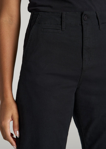 American Tall Women High Rise Tapered Chino Pants for Tall Women in Washed Black
