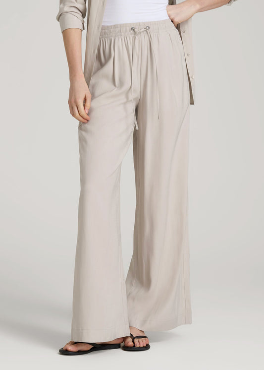 American Tall Women Relaxed Pull-On Pants for Tall Women in Stone