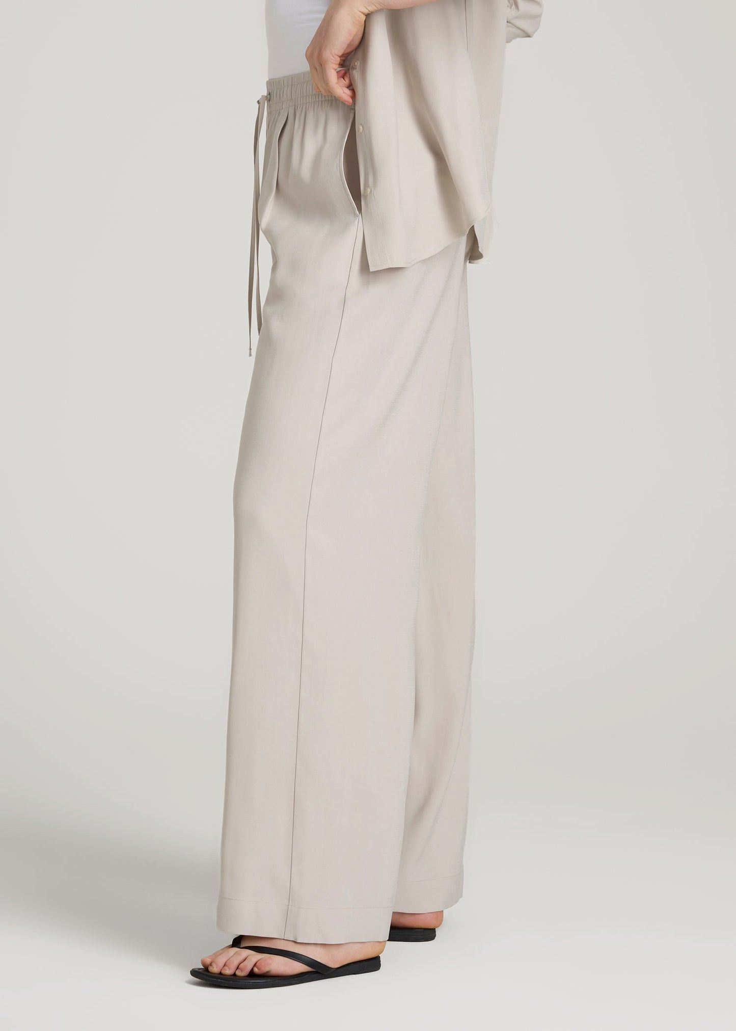 American Tall Women Relaxed Pull-On Pants for Tall Women in Stone