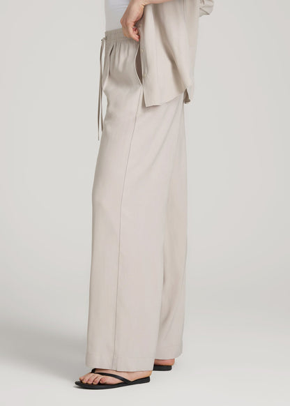 American Tall Women Relaxed Pull-On Pants for Tall Women in Stone