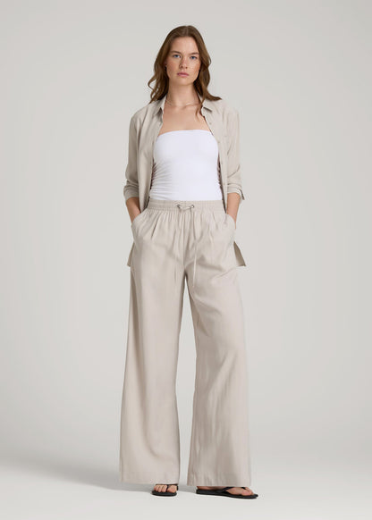 American Tall Women Relaxed Pull-On Pants for Tall Women in Stone