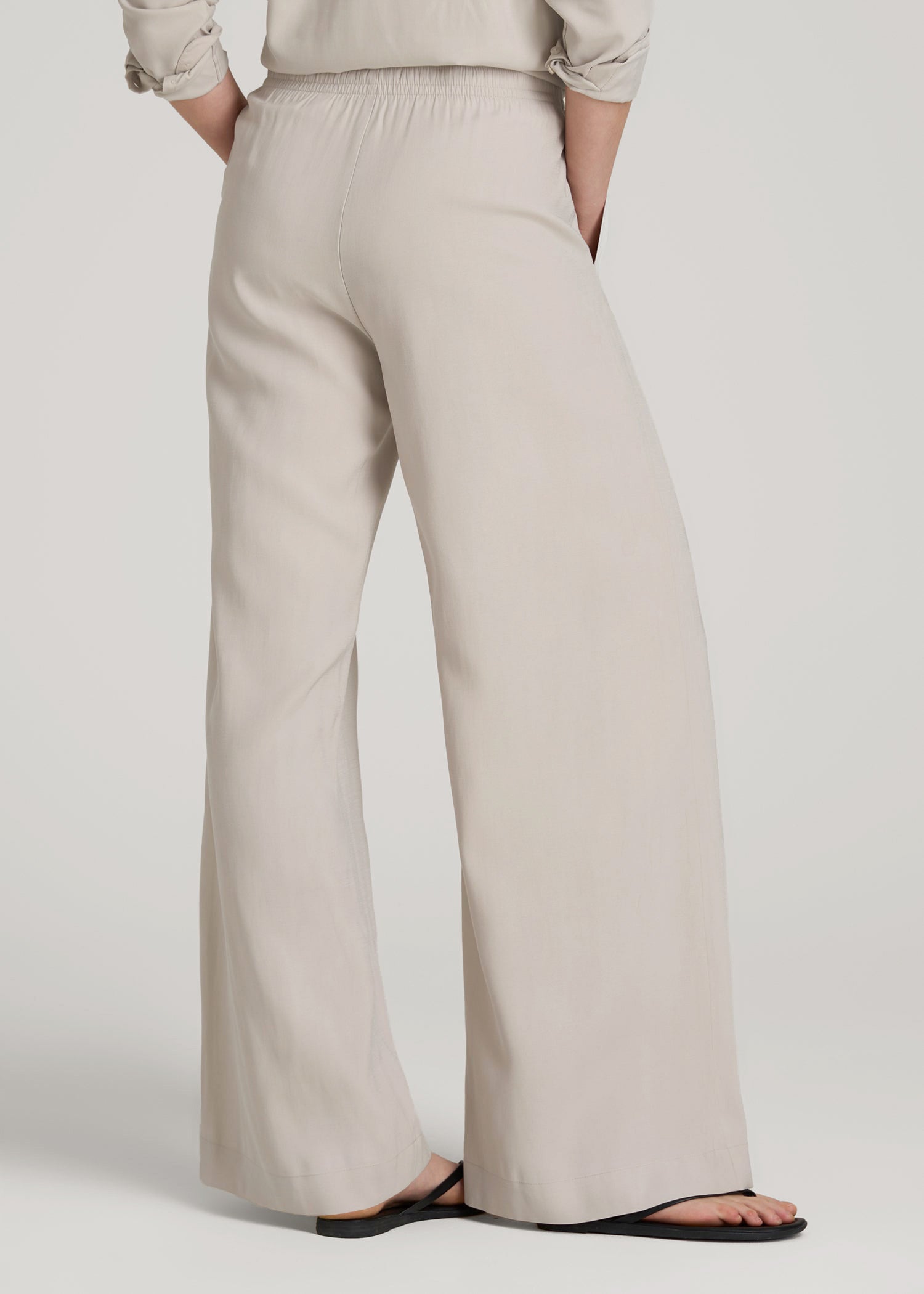 American Tall Women Relaxed Pull-On Pants for Tall Women in Stone