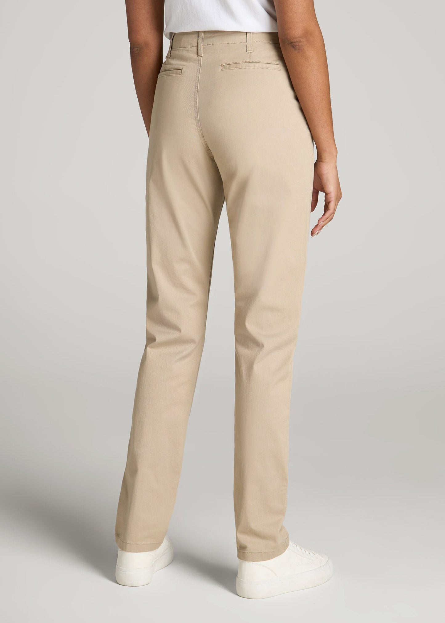 American Tall Women High Rise Tapered Chino Pants for Tall Women in Light Khaki