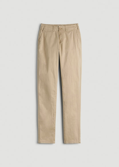 American Tall Women High Rise Tapered Chino Pants for Tall Women in Light Khaki