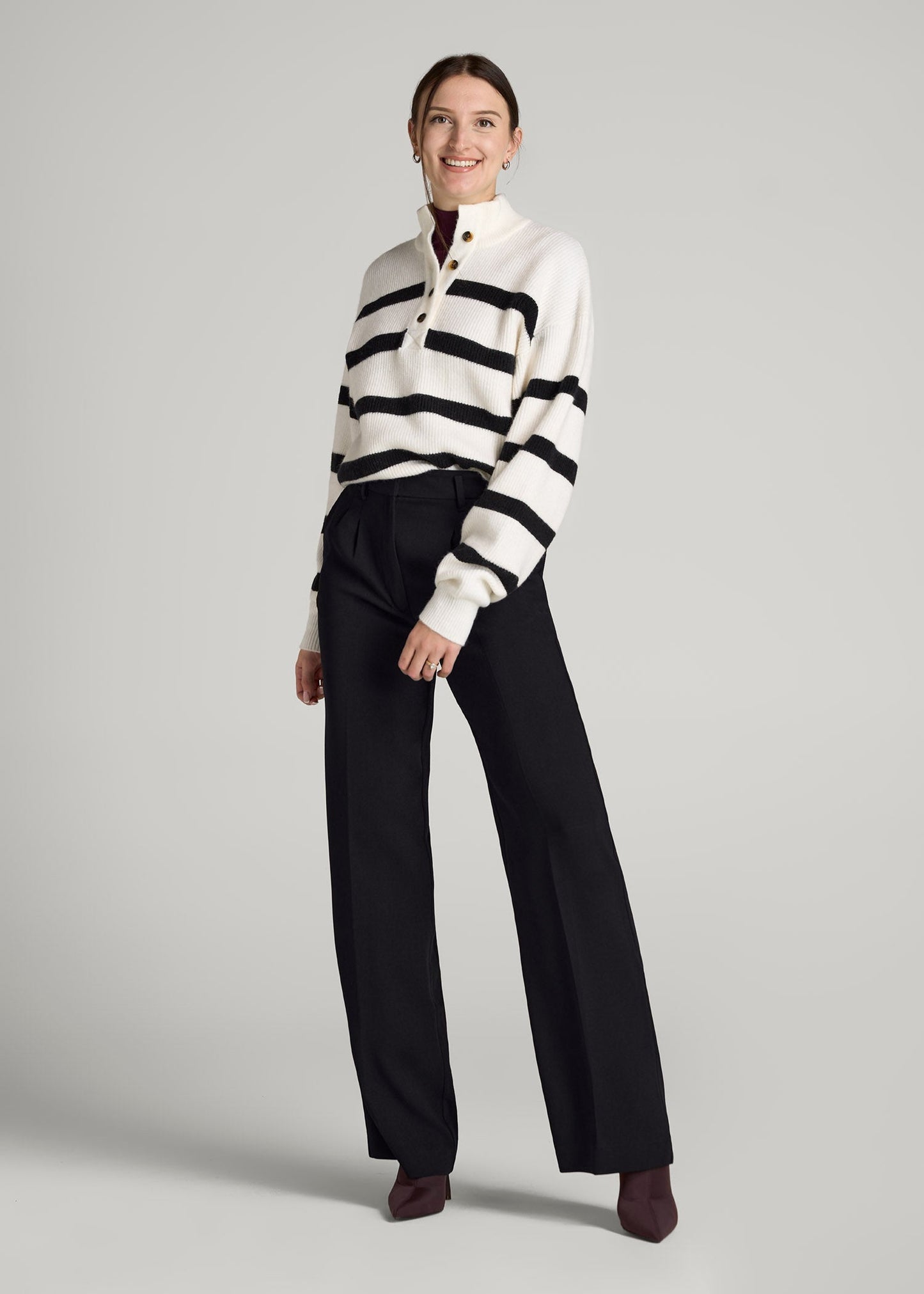 American Tall Women Pleated WIDE Leg Dress Pants for Tall Women in Black