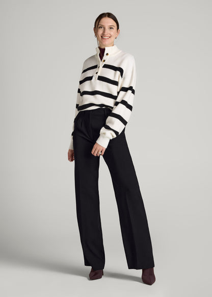 American Tall Women Pleated WIDE Leg Dress Pants for Tall Women in Black