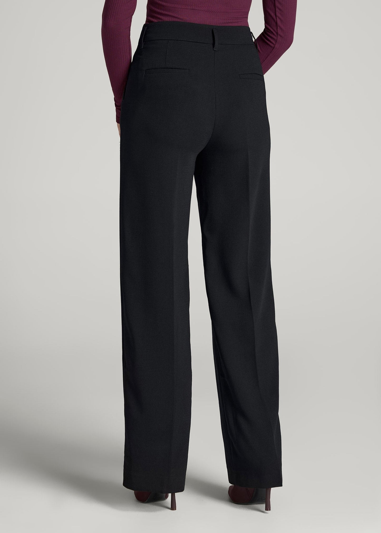 American Tall Women Pleated WIDE Leg Dress Pants for Tall Women in Black