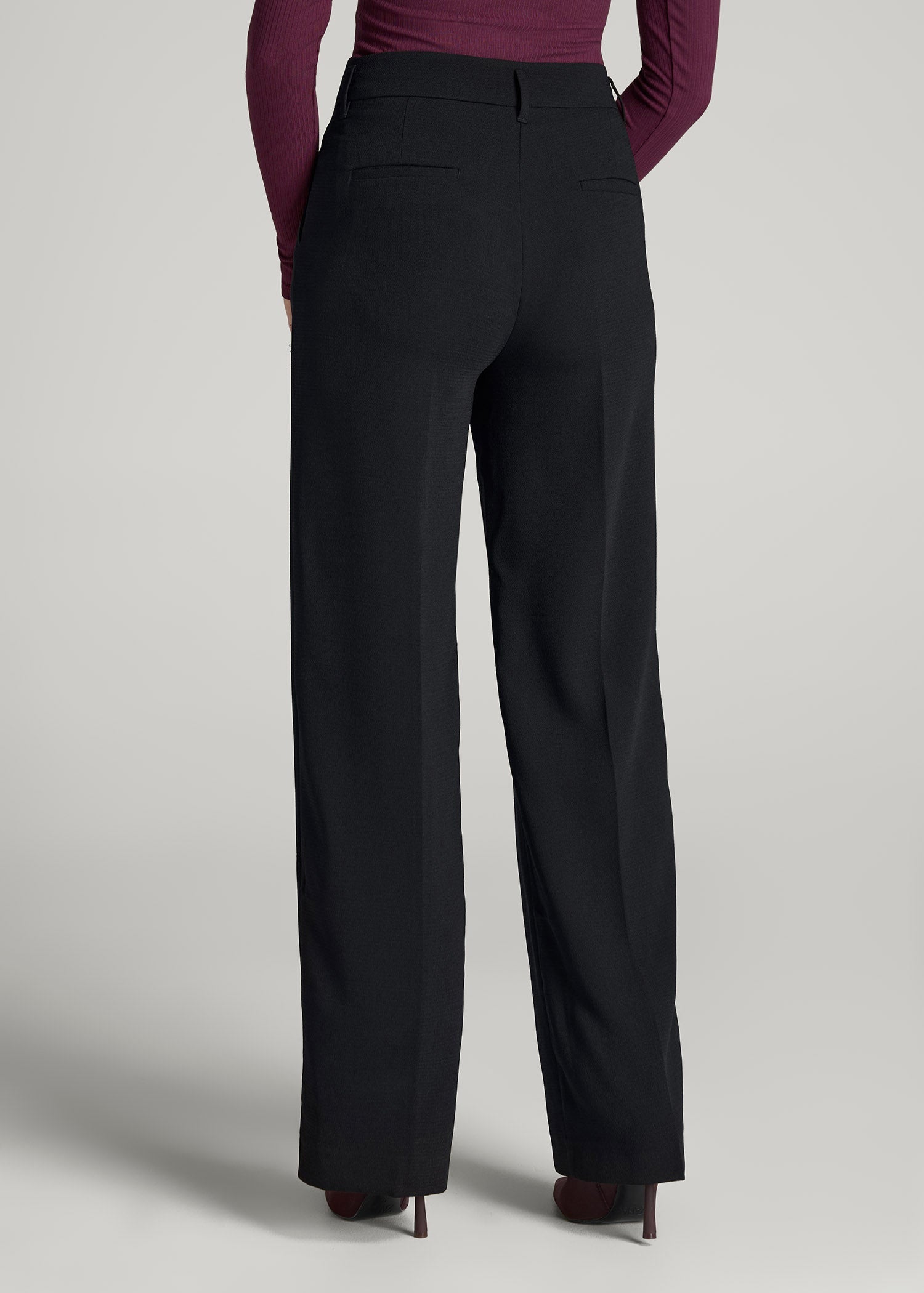 American Tall Women Pleated WIDE Leg Dress Pants for Tall Women in Black