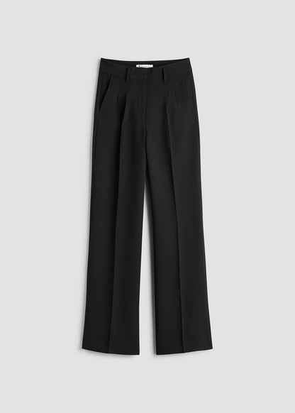 American Tall Women Pleated WIDE Leg Dress Pants for Tall Women in Black