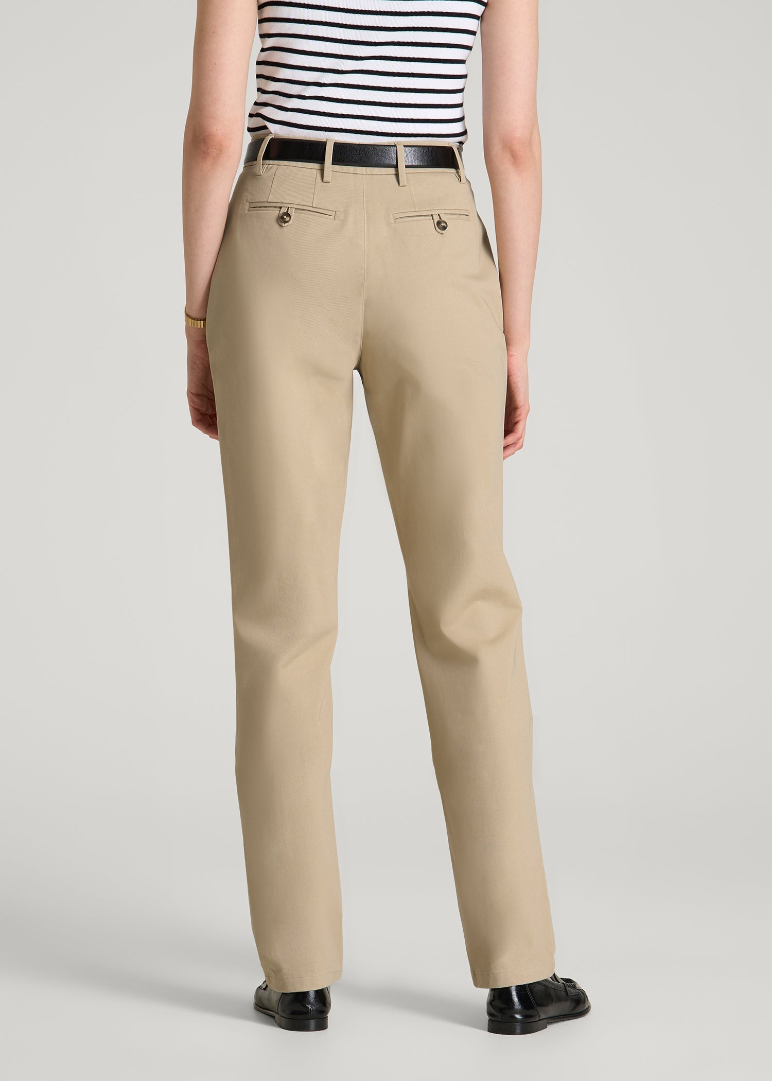 American Tall Women Stretch Commuter Tapered Fit Chino Pants for Tall Women in Warm Taupe