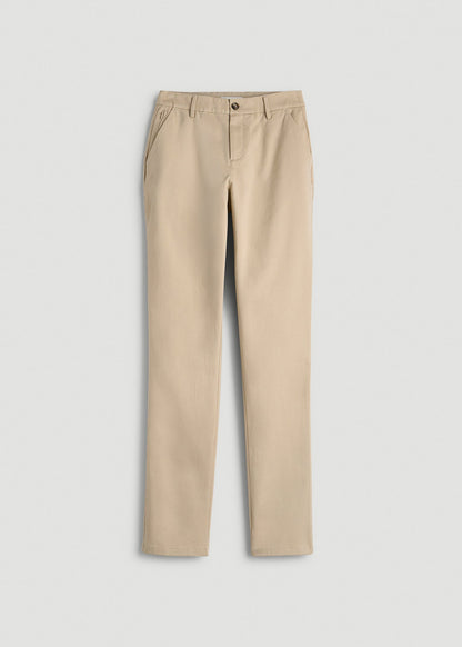 American Tall Women Stretch Commuter Tapered Fit Chino Pants for Tall Women in Warm Taupe