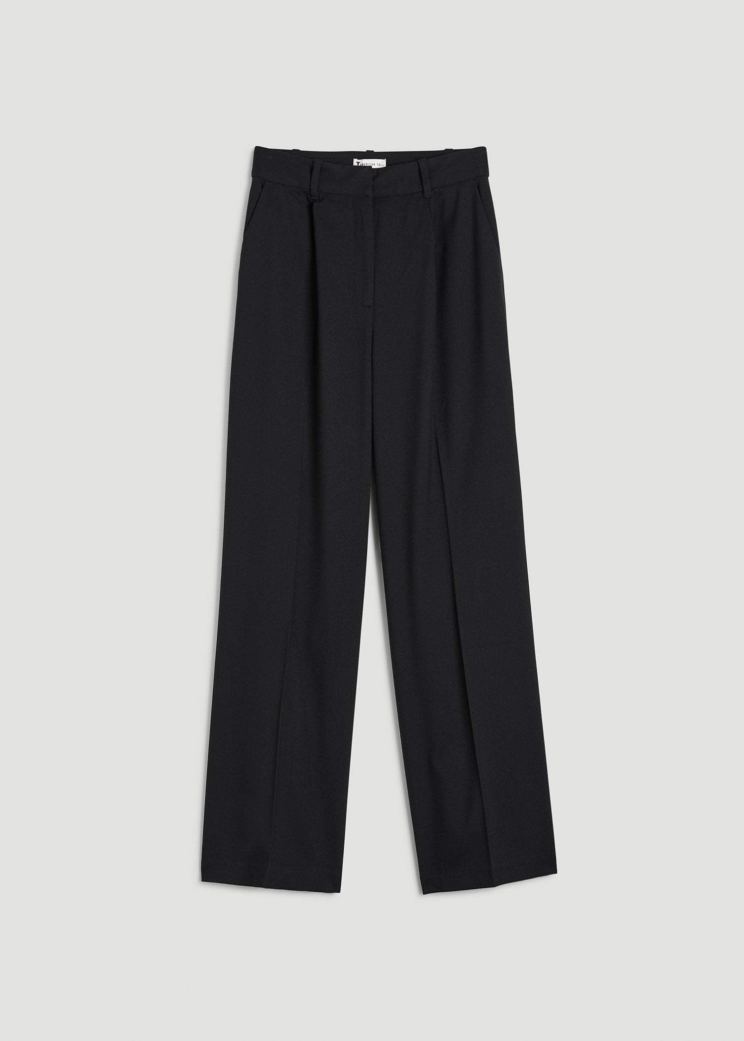 American Tall Women High-Rise Wide-Leg Pleated Dress Pants for Tall Women in Black