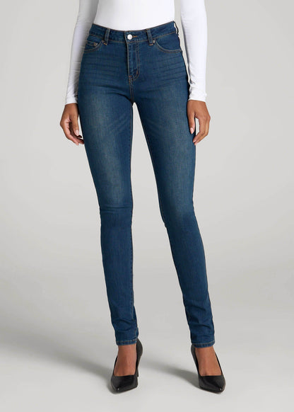 American Tall Women Sarah Mid-Rise Skinny Jeans for Tall Women in Blue