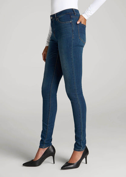 American Tall Women Sarah Mid-Rise Skinny Jeans for Tall Women in Blue