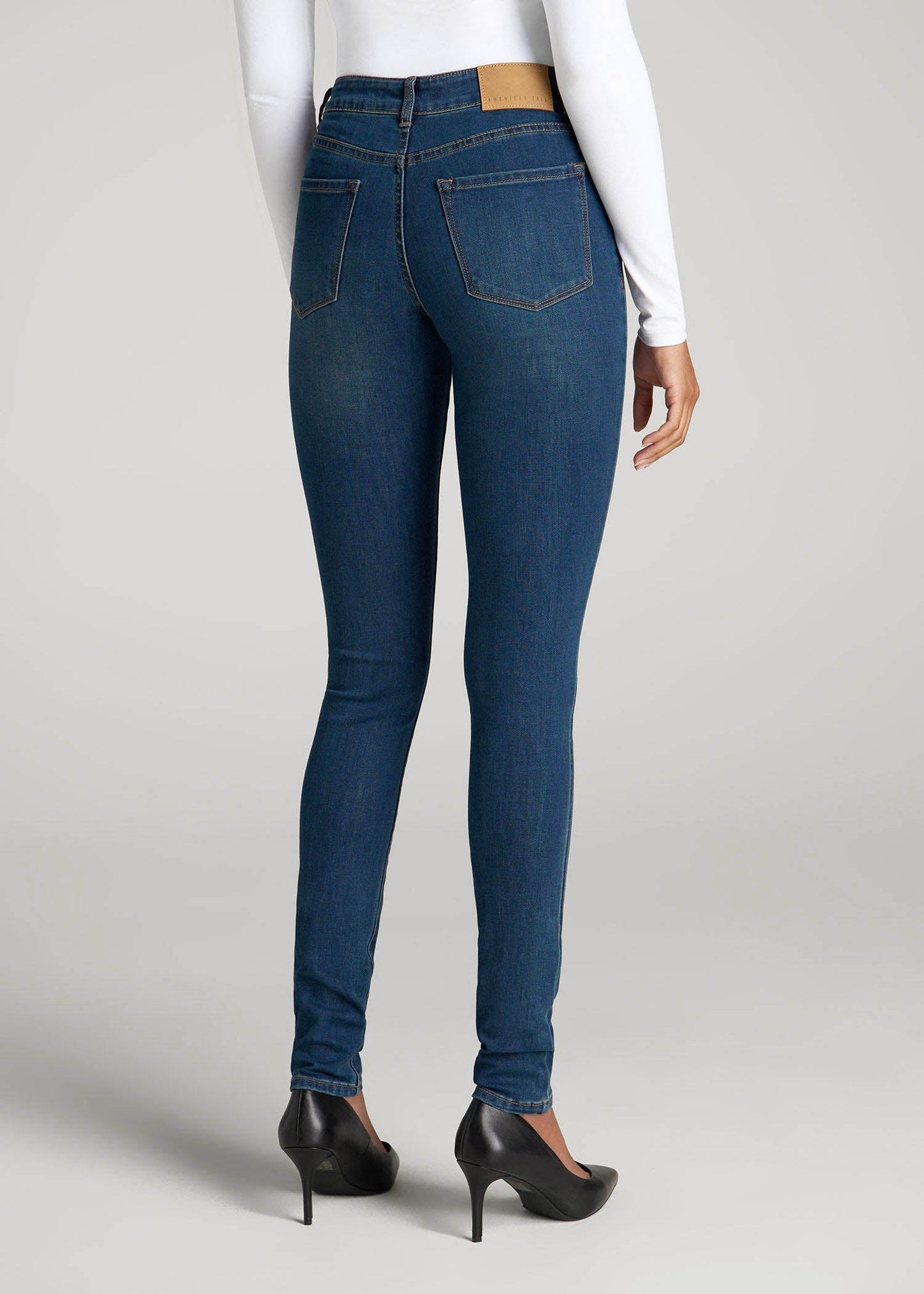 American Tall Women Sarah Mid-Rise Skinny Jeans for Tall Women in Blue