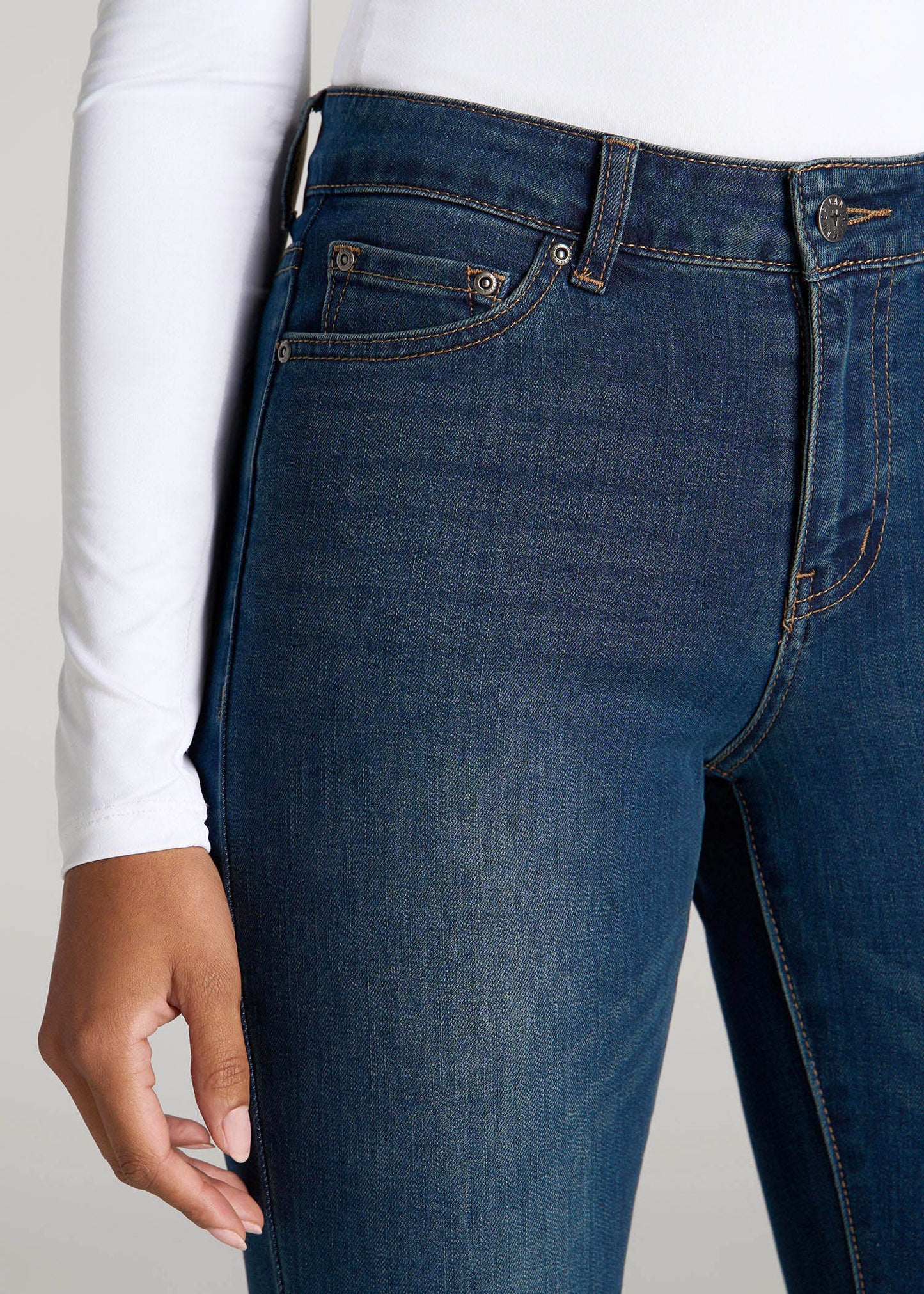 American Tall Women Sarah Mid-Rise Skinny Jeans for Tall Women in Blue