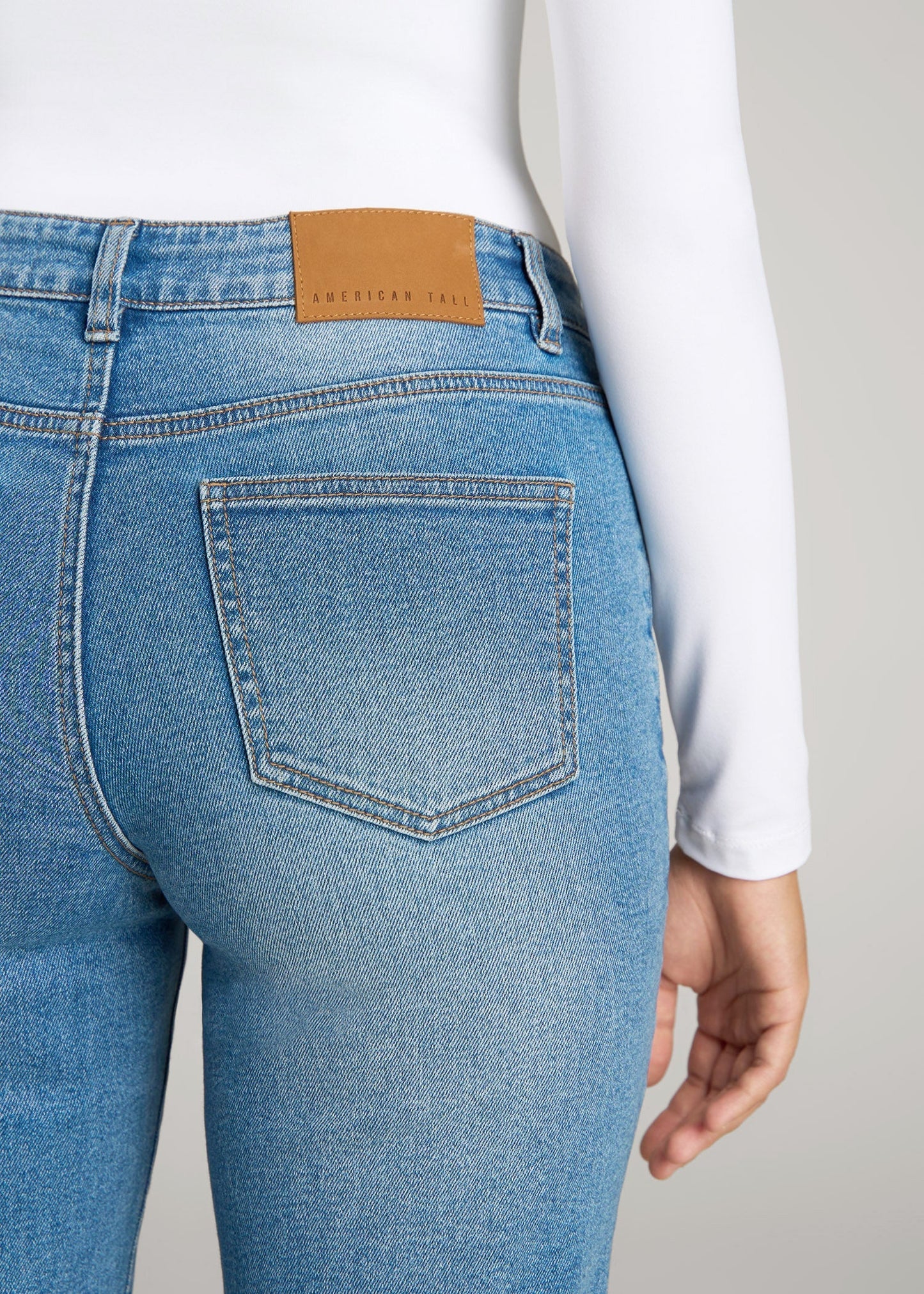American Tall Women Harper High-Rise Straight Stretch Jeans for Tall Women in Colorado Blue