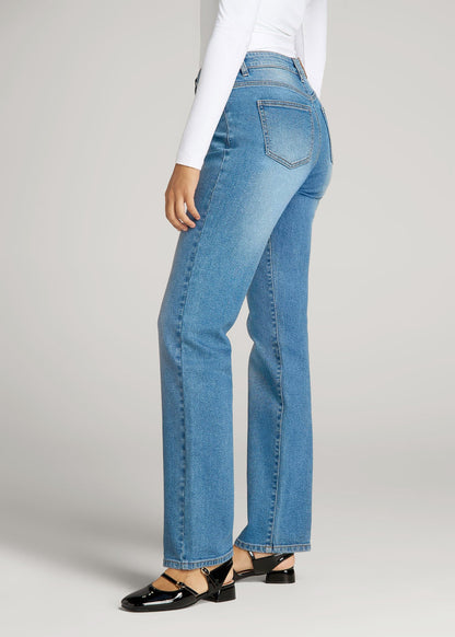 American Tall Women Harper High-Rise Straight Stretch Jeans for Tall Women in Colorado Blue