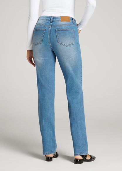 American Tall Women Harper High-Rise Straight Stretch Jeans for Tall Women in Colorado Blue