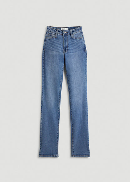 American Tall Women Harper High-Rise Straight Stretch Jeans for Tall Women in Colorado Blue