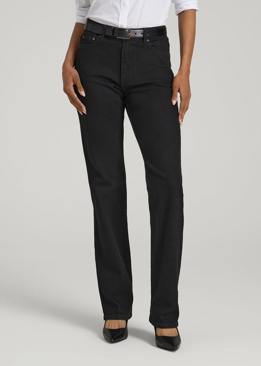 American Tall Women Harper High-Rise Straight Stretch Jeans for Tall Women in Black