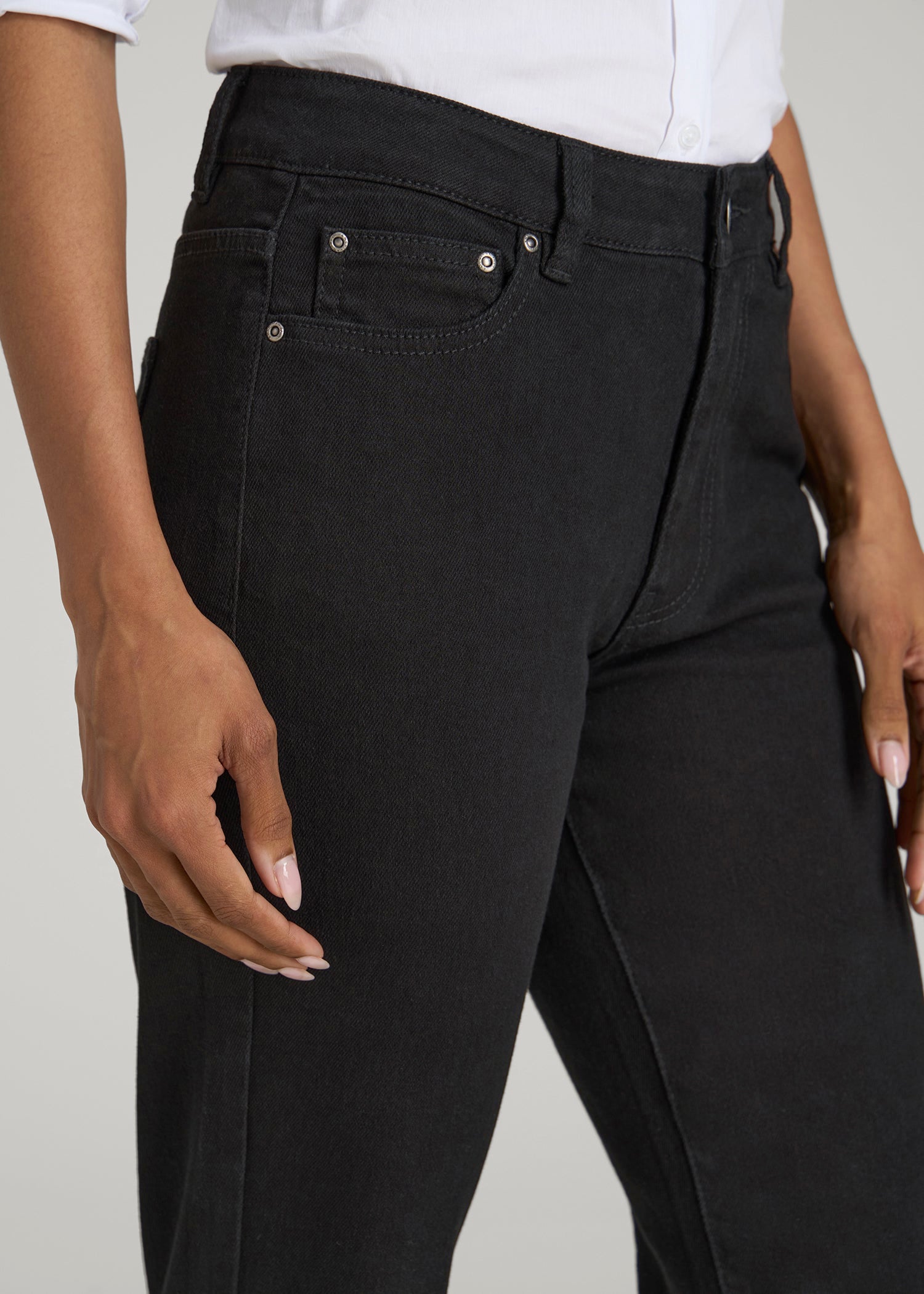 American Tall Women Harper High-Rise Straight Stretch Jeans for Tall Women in Black
