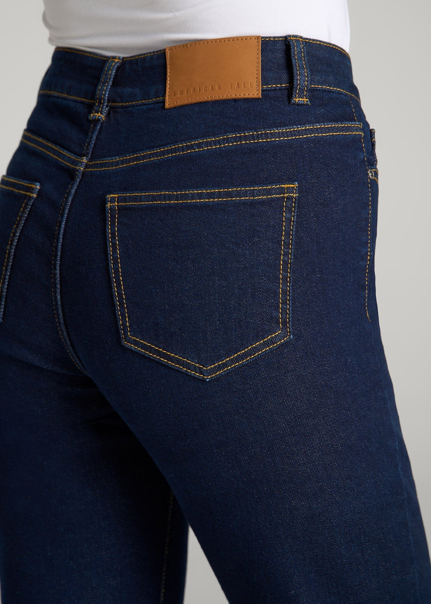 American Tall Women Harper High-Rise Straight Stretch Jeans for Tall Women in Ink Blue