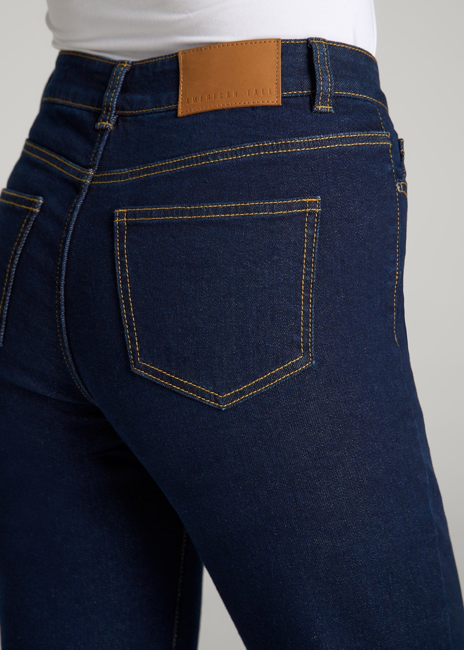 American Tall Women Harper High-Rise Straight Stretch Jeans for Tall Women in Ink Blue