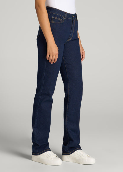 American Tall Women Harper High-Rise Straight Stretch Jeans for Tall Women in Ink Blue