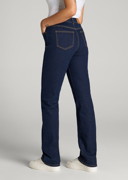 American Tall Women Harper High-Rise Straight Stretch Jeans for Tall Women in Ink Blue