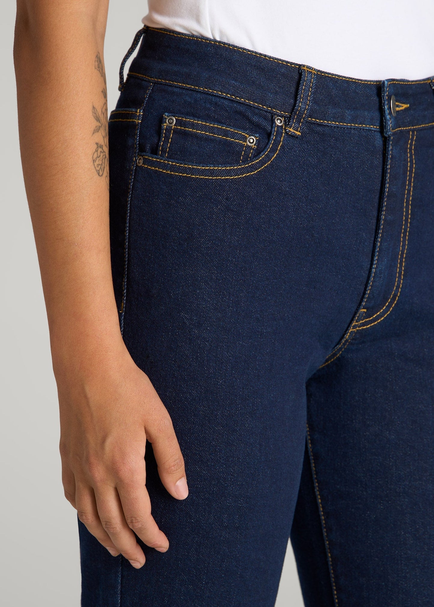 American Tall Women Harper High-Rise Straight Stretch Jeans for Tall Women in Ink Blue