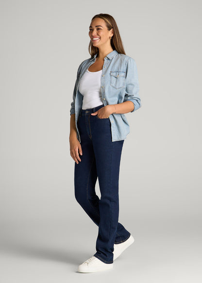American Tall Women Harper High-Rise Straight Stretch Jeans for Tall Women in Ink Blue