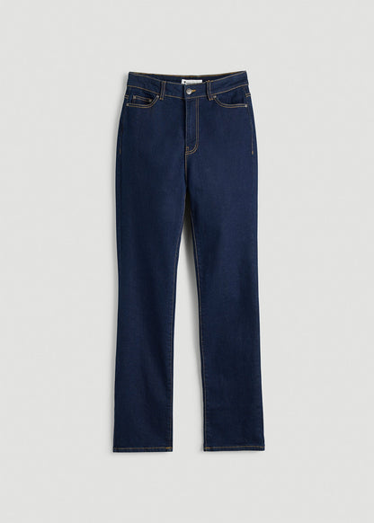 American Tall Women Harper High-Rise Straight Stretch Jeans for Tall Women in Ink Blue