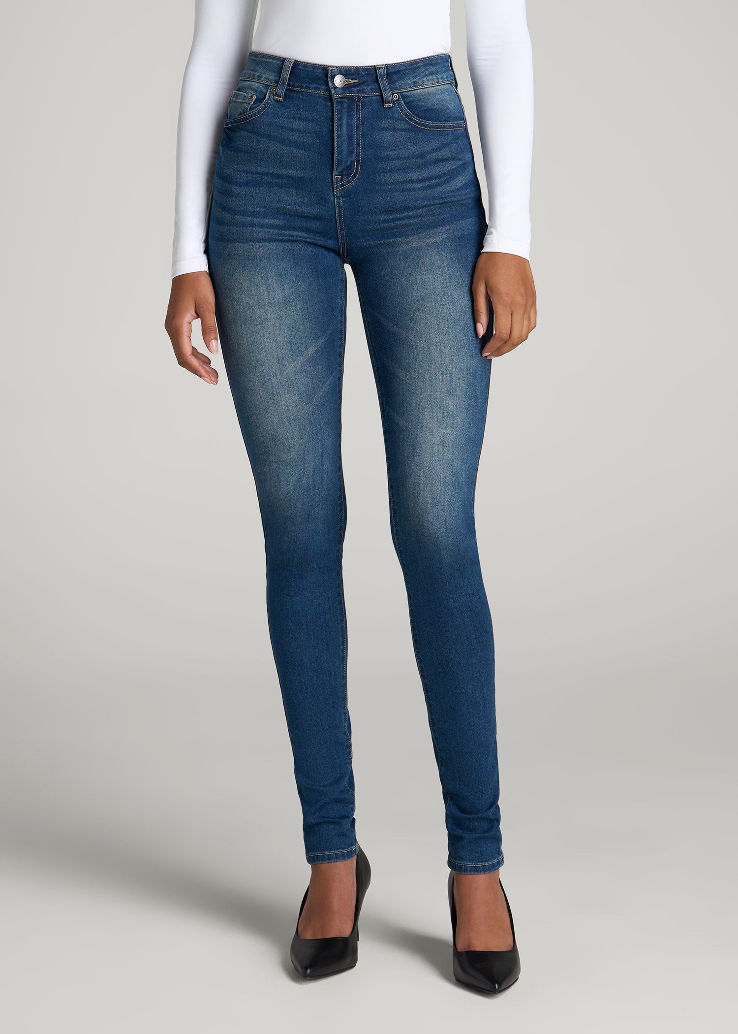 American Tall Women Georgia High-Rise Skinny Jeans for Tall Women in Classic Blue