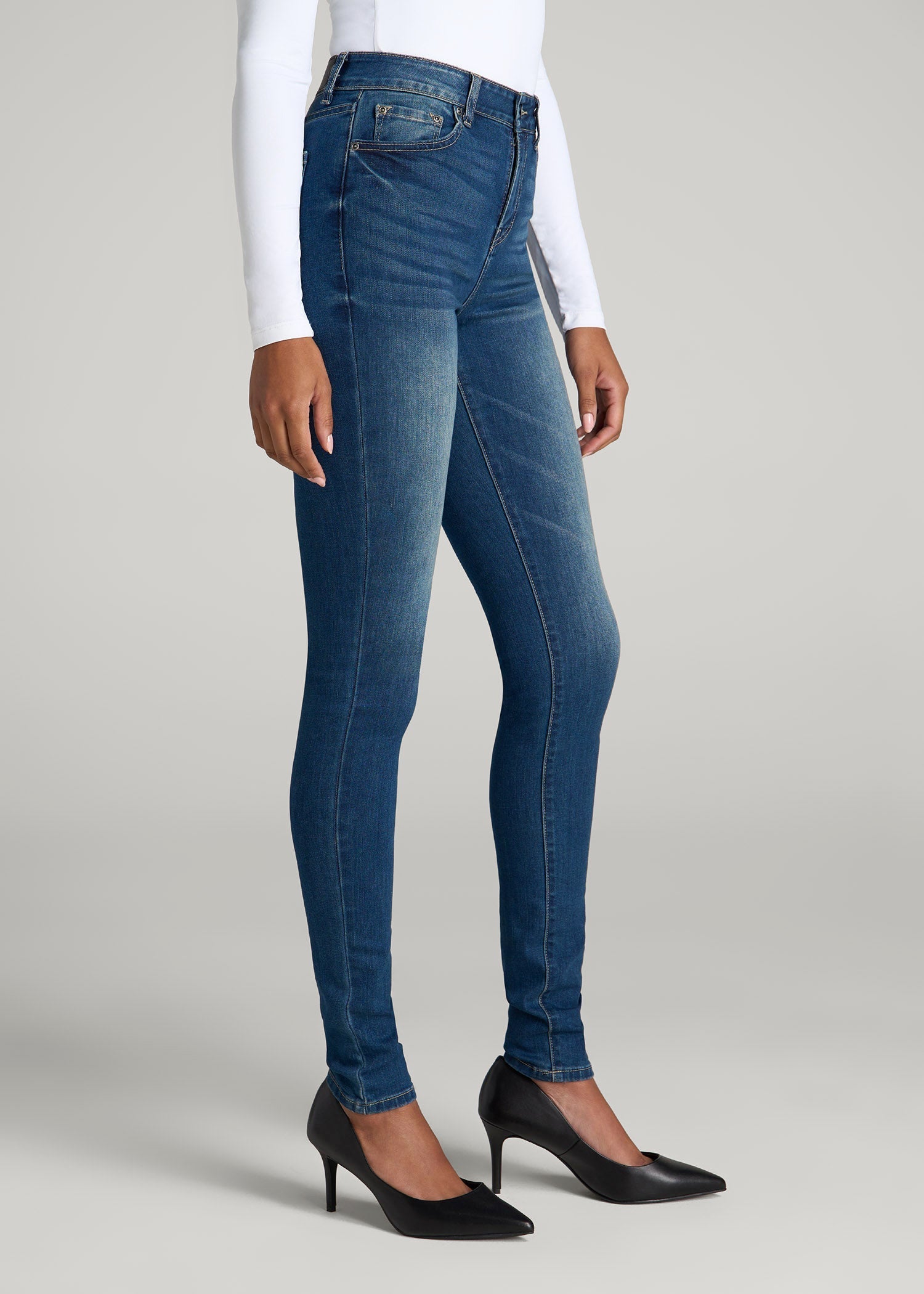 American Tall Women Georgia High-Rise Skinny Jeans for Tall Women in Classic Blue