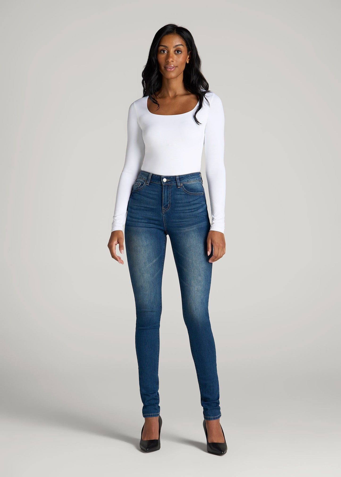 American Tall Women Georgia High-Rise Skinny Jeans for Tall Women in Classic Blue