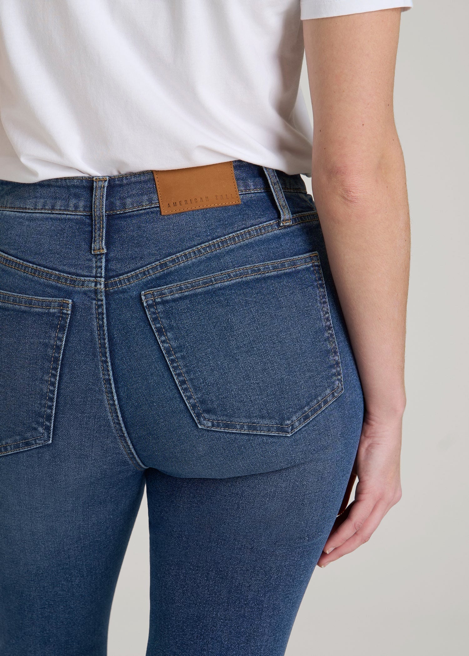 American Tall Women Chloe High Rise Flare Jeans for Tall Women in Stellar Blue Wash