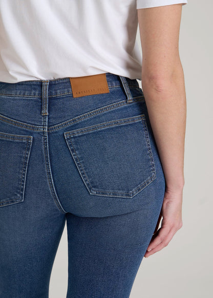 American Tall Women Chloe High Rise Flare Jeans for Tall Women in Stellar Blue Wash