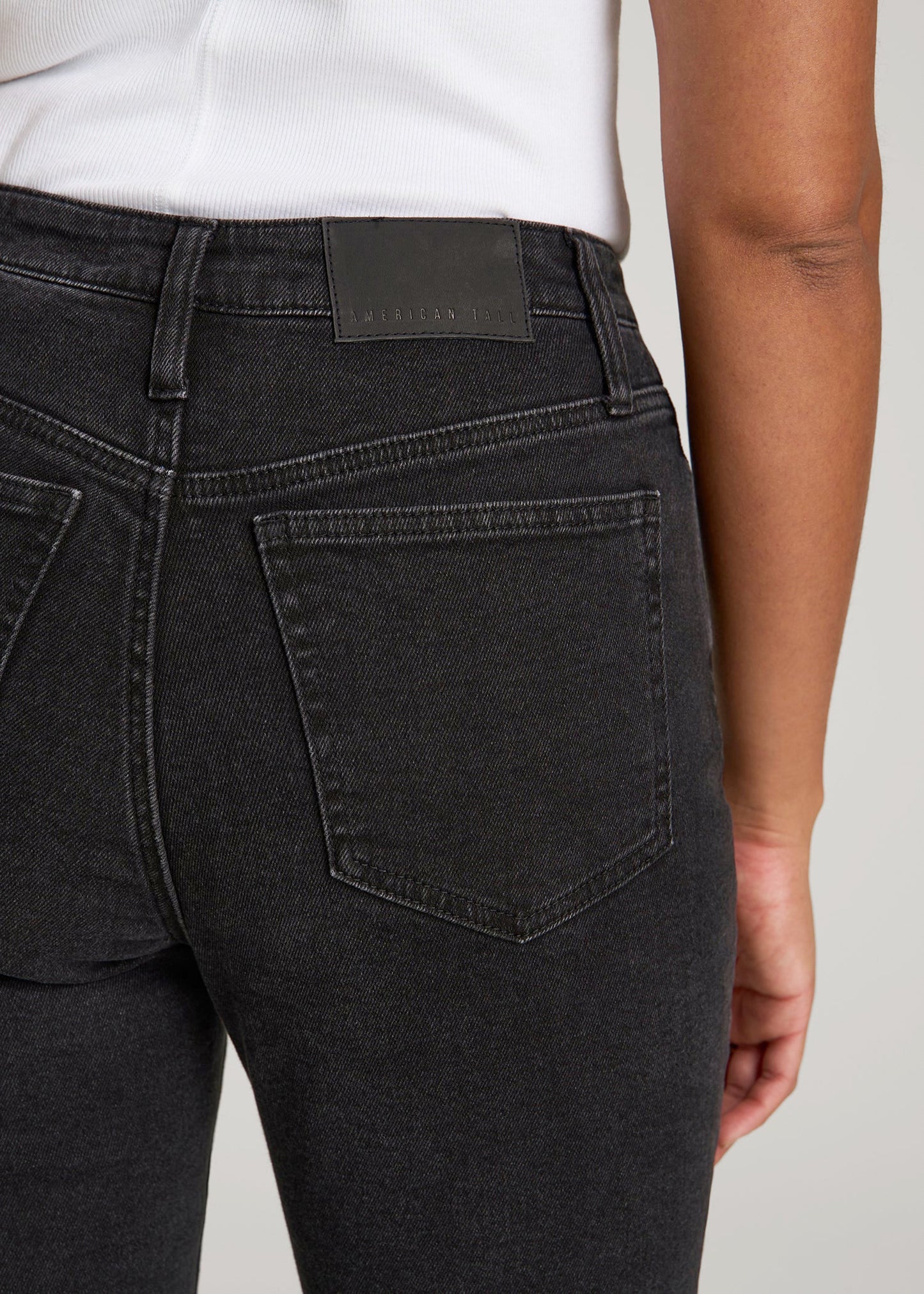 American Tall Women Chloe High Rise Flare Jeans for Tall Women in Onyx Black Wash