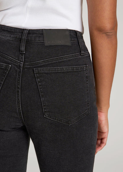 American Tall Women Chloe High Rise Flare Jeans for Tall Women in Onyx Black Wash