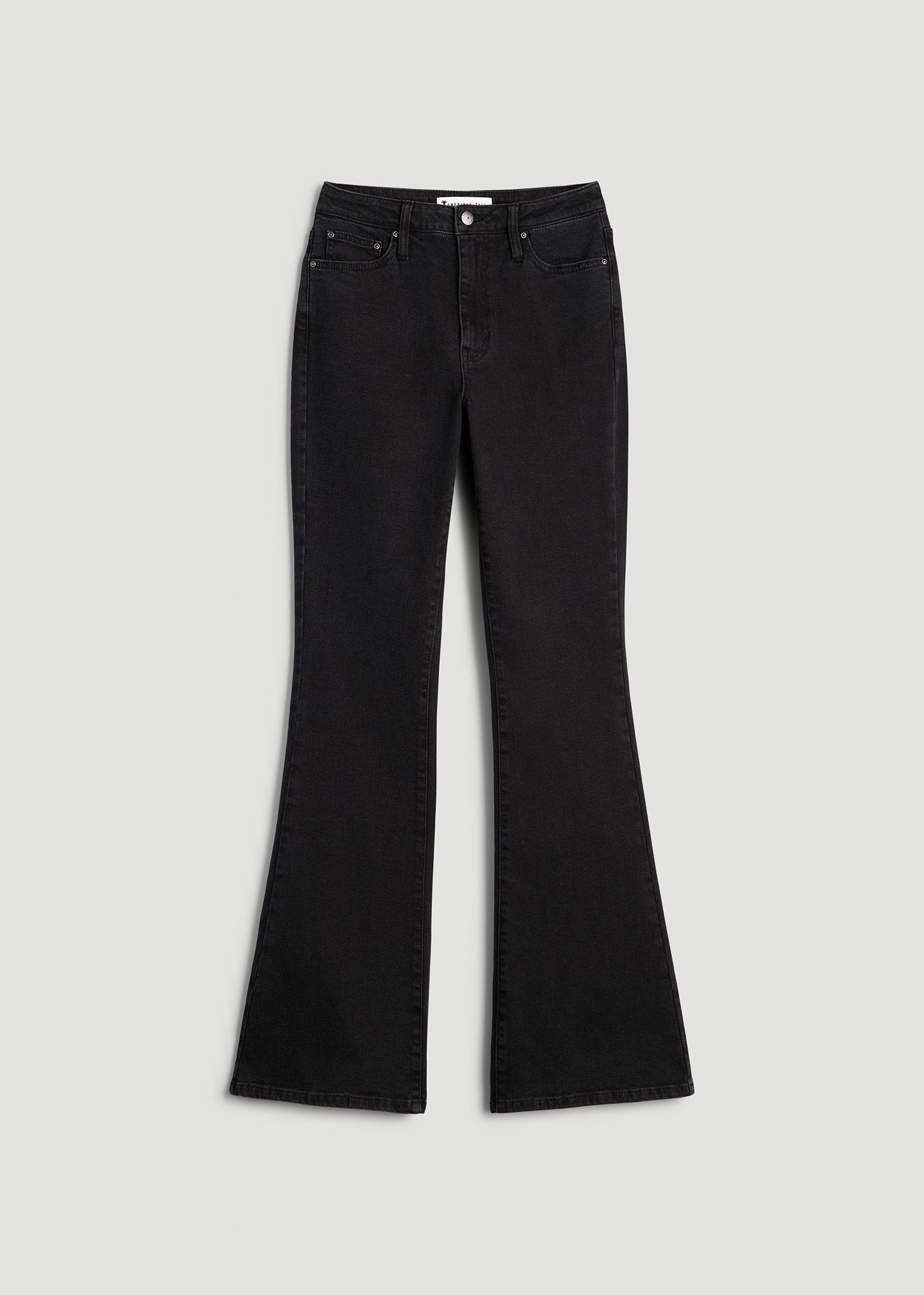 American Tall Women Chloe High Rise Flare Jeans for Tall Women in Onyx Black Wash