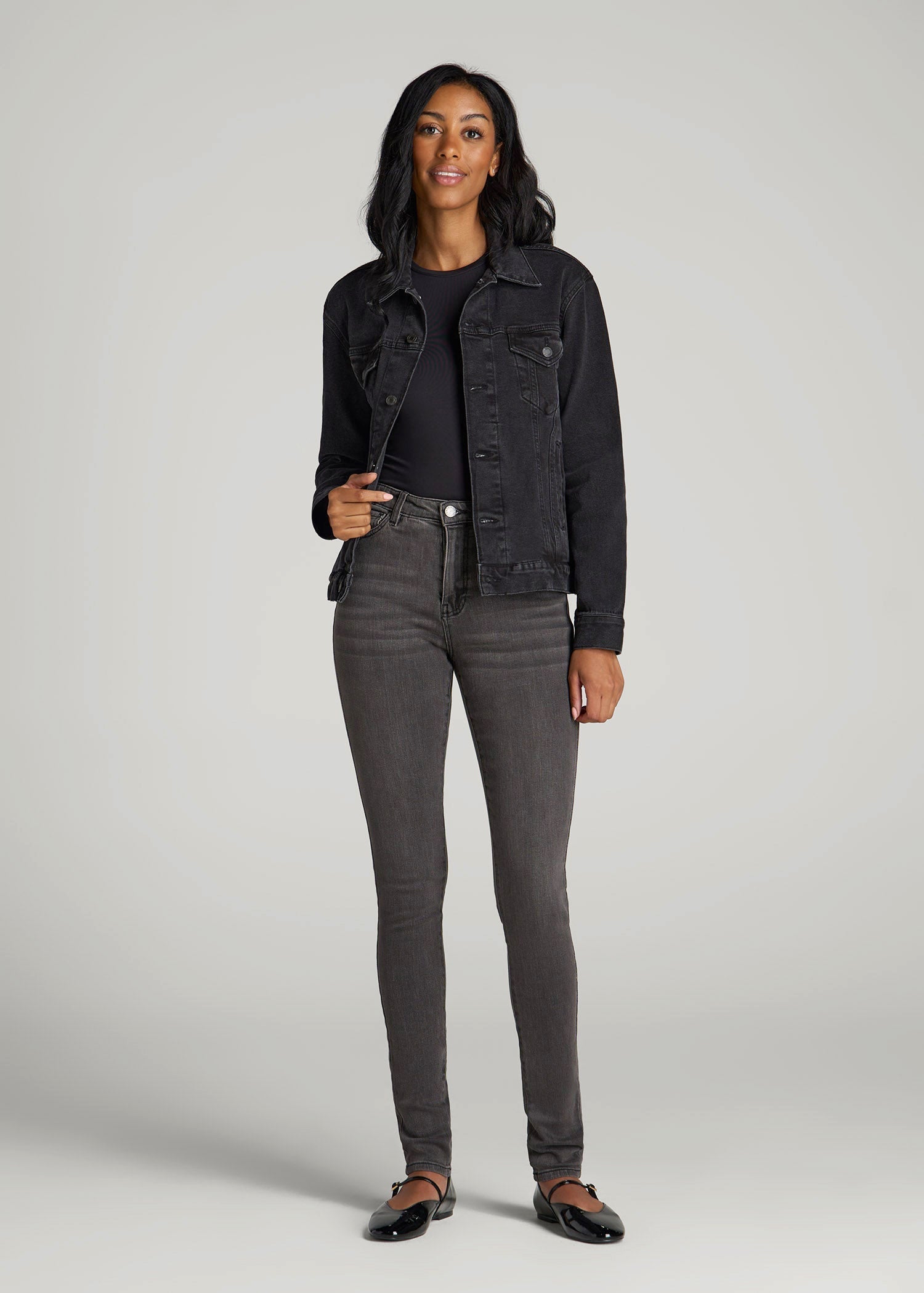 American Tall Women Georgia High-Rise Skinny Jeans for Tall Women in True Grit Grey
