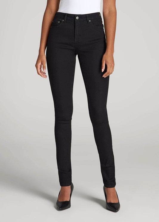 American Tall Women Sarah Mid-Rise Skinny Jeans for Tall Women in Black