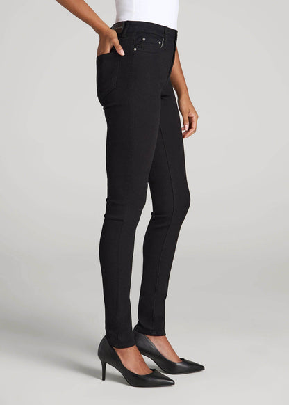 American Tall Women Sarah Mid-Rise Skinny Jeans for Tall Women in Black